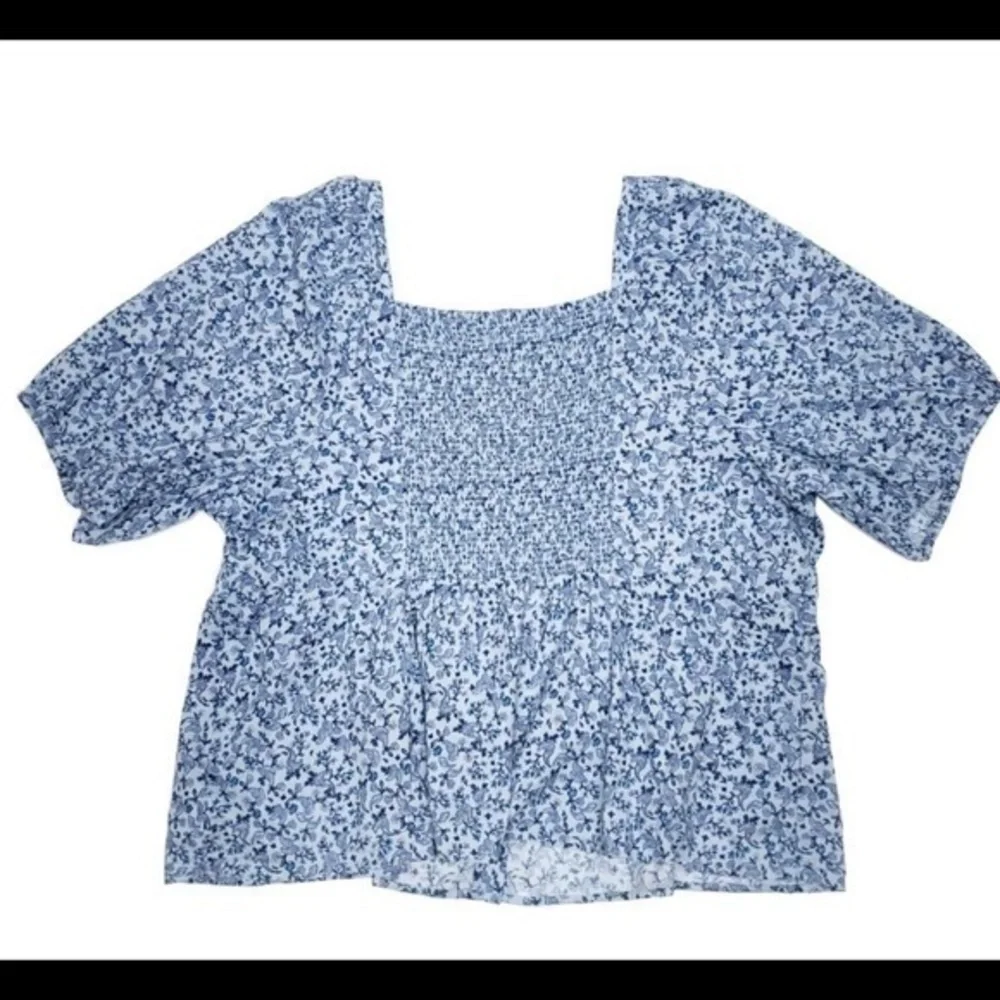Old Navy Puff Sleeve Smocked Button Front Top